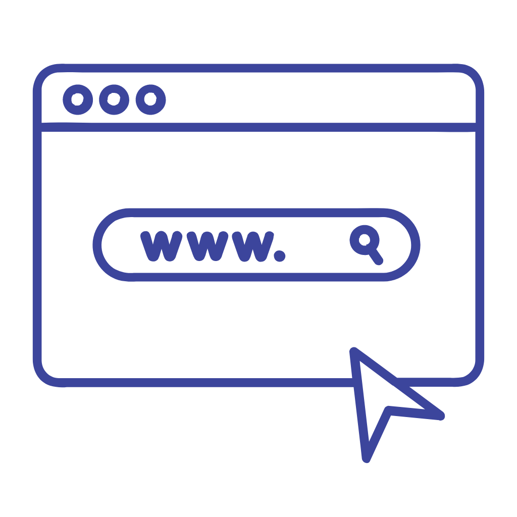 purple web browser icon with arrow